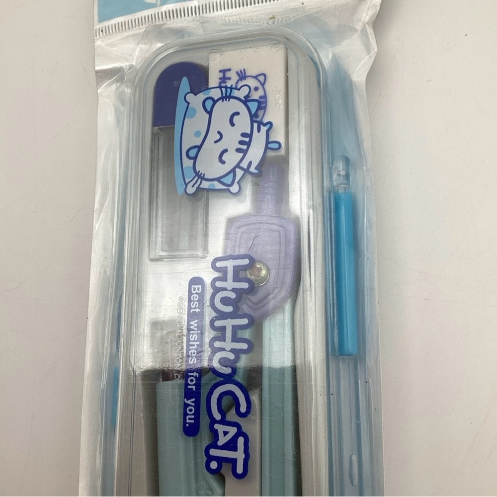 Huhu Cat Universal Compass Set Blue Best Wishes For you Geometry Set - Picture 3 of 7